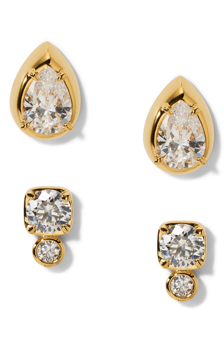 Nadri Delancey Set of 2 Assorted Stud Earrings, Main, color, Gold