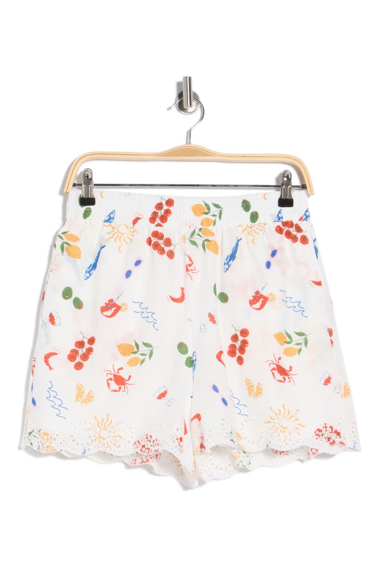 Embroidered Cotton Shorts, Alternate, color, SUGAR SWIZZLE CONVERSATIONAL