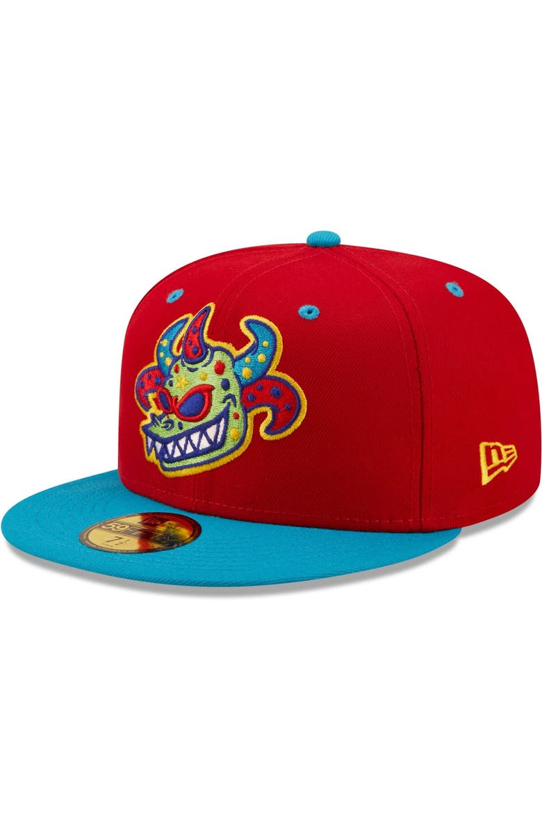 New Era Men's New Era Red/Turquoise Vejigantes de Scranton/Wilkes-Barre Copa De La Diversion 59FIFTY Fitted Hat, Main, color, Red