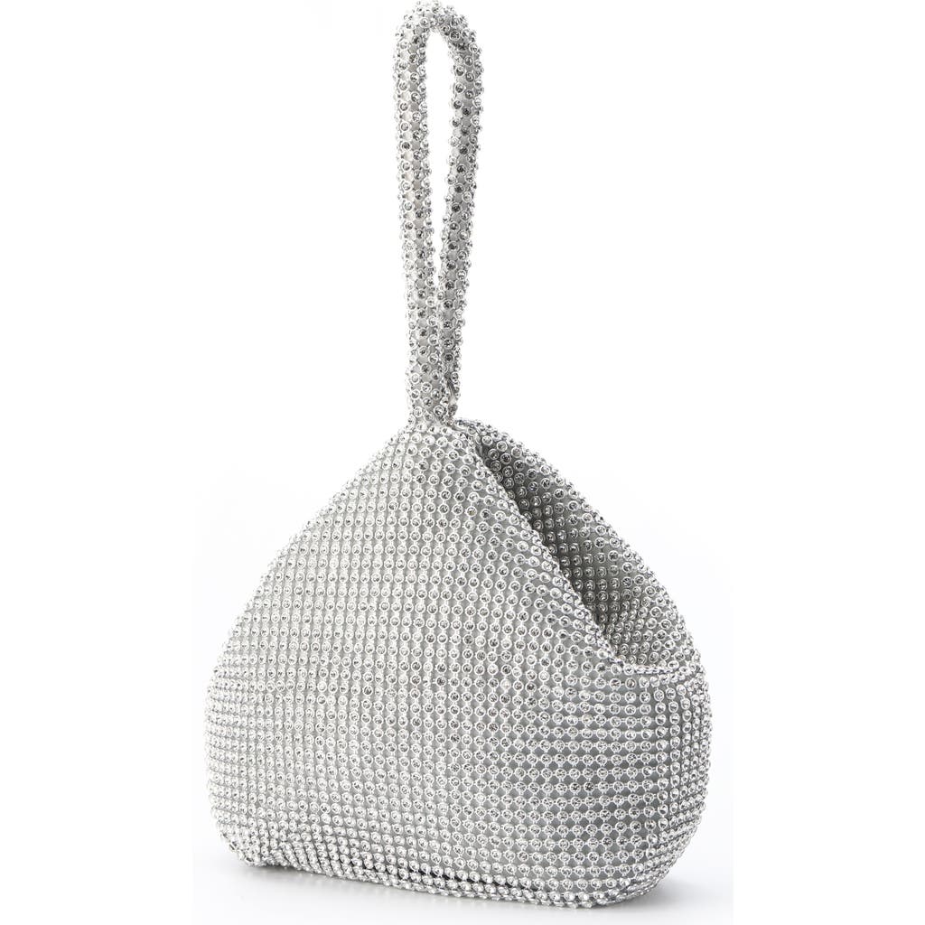 Lady Couture Rhinestone Covered Handle Handbag In Silver