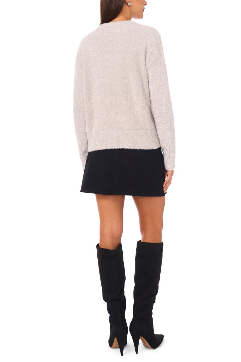 Metallic Eyelash Sweater, Alternate, color, COOL GREY SILVER