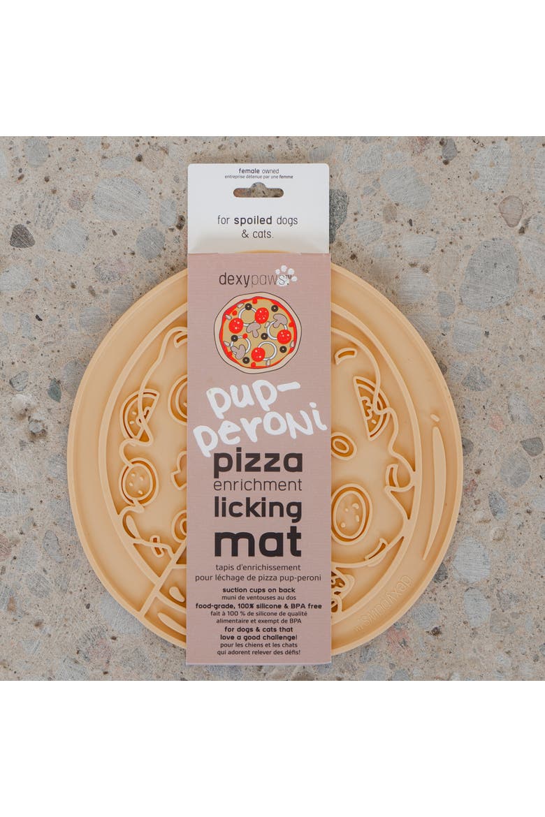 Enrichment Lick Mat Pupperoni Pizza Grooved Silicone, Alternate, color, Brown