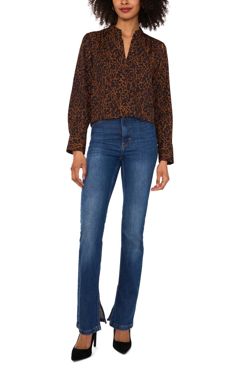 Vince Camuto Leopard Print V-Neck Top, Alternate, color, 