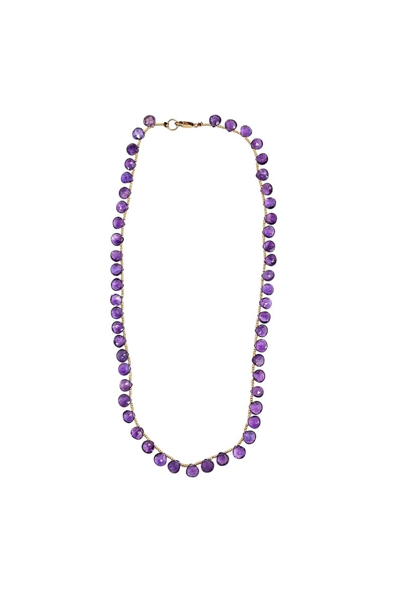 Faceted Gemstone Teardrop Bead Choker Necklace, Main, color, purple