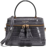 Cole Haan Fleur Croc Embossed Leather Vanity Bag