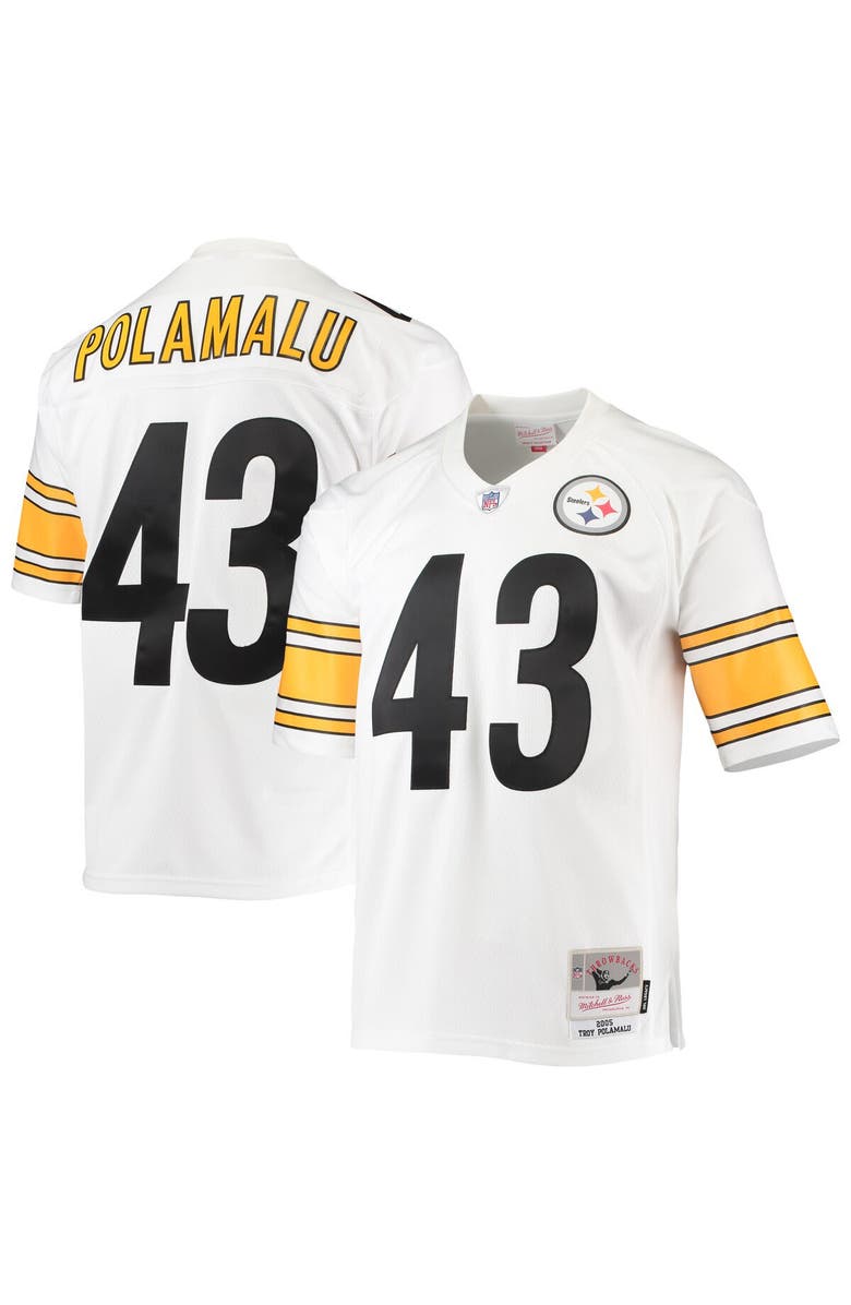 Mitchell & Ness Men's Mitchell & Ness Troy Polamalu White Pittsburgh Steelers Legacy Replica Jersey, Main, color,