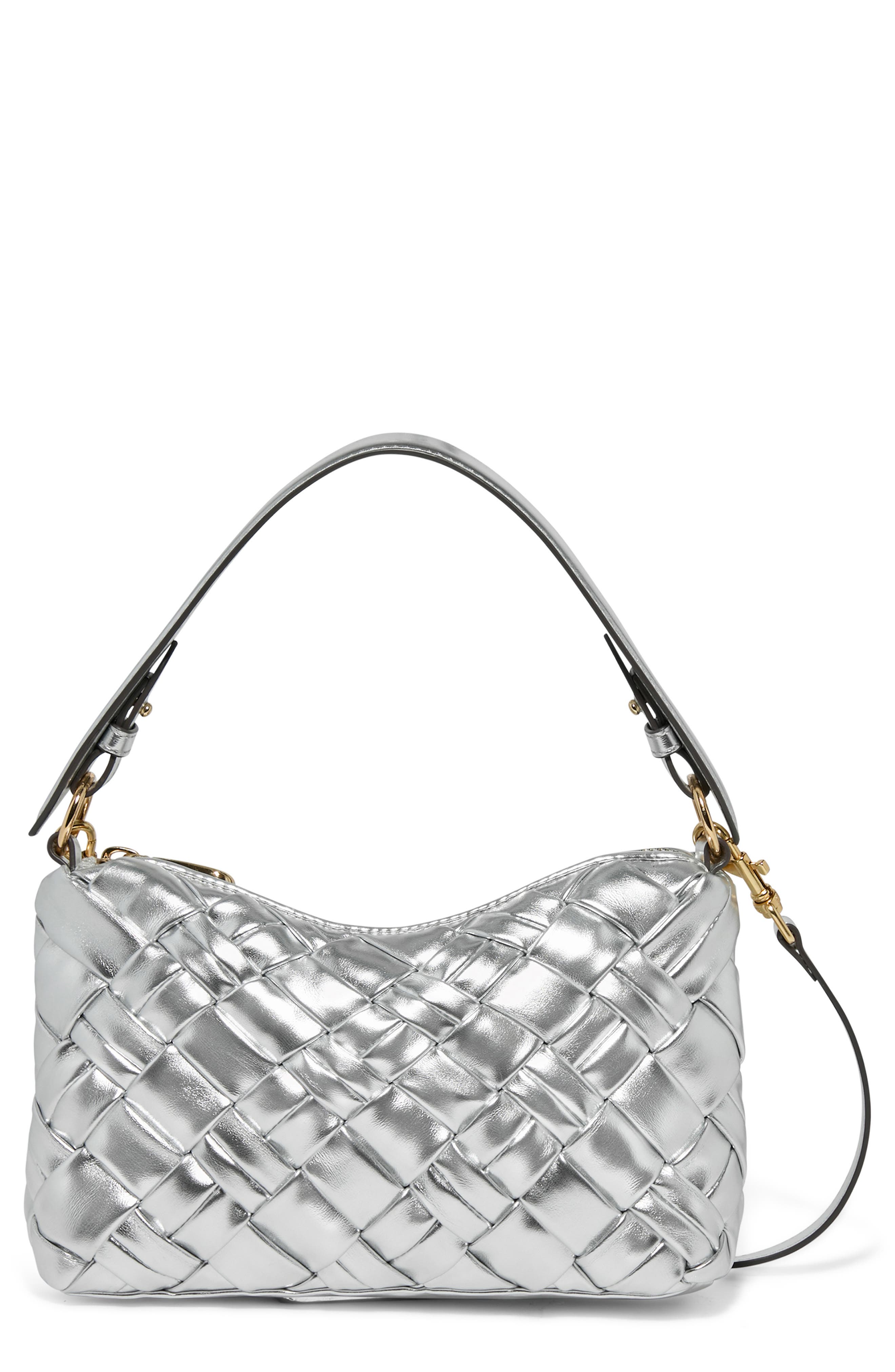 Aimee Ava Convertible Leather Shoulder Bag In Silver