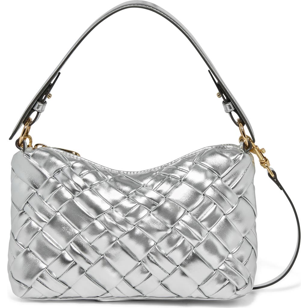 Aimee Ava Convertible Leather Shoulder Bag In Silver