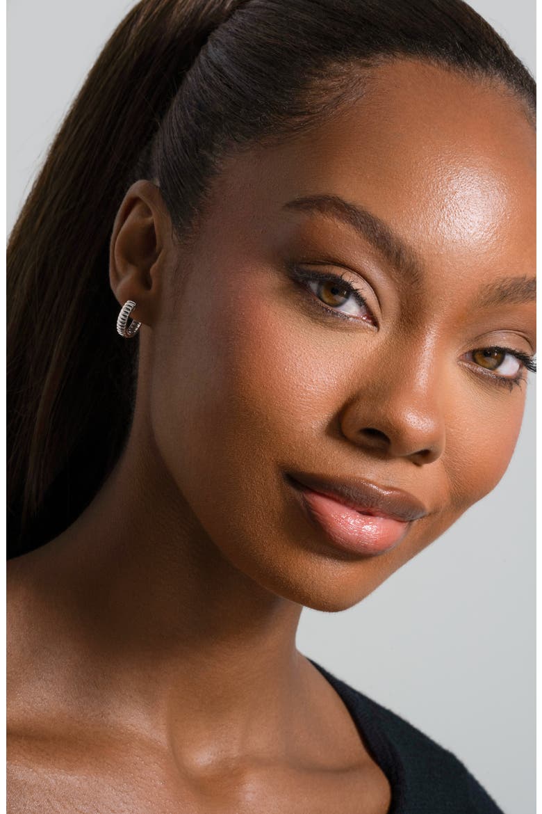 14K Gold Fluted Huggie Hoop Earrings (Nordstrom Exclusive), Alternate, color, 14K WHITE GOLD