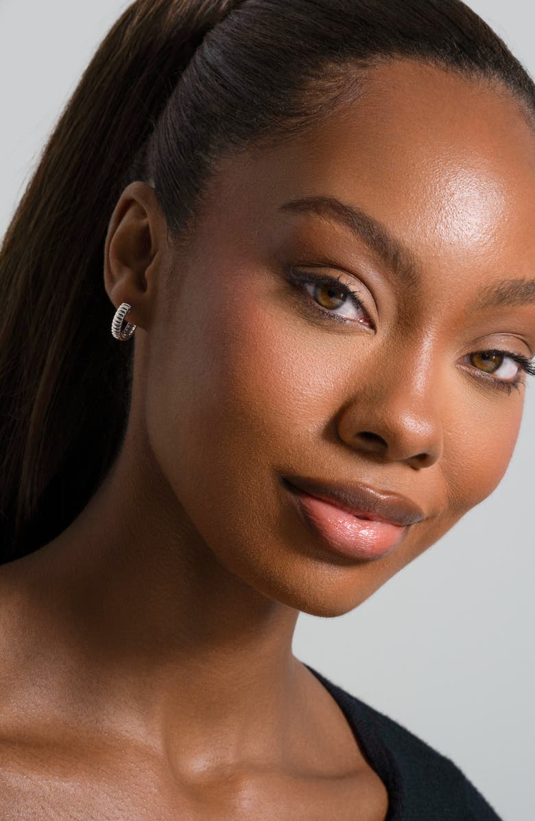 Bony Levy 14K Gold Fluted Huggie Hoop Earrings, Alternate, color, 14K White Gold