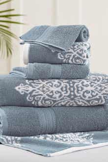 Modern Threads Gray Artesia Damask Reversible Yarn-Dyed Jacquard 6-Piece Towel Set