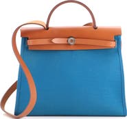 Pre-Owned Hermes Herbag Zip Leather and Toile 31