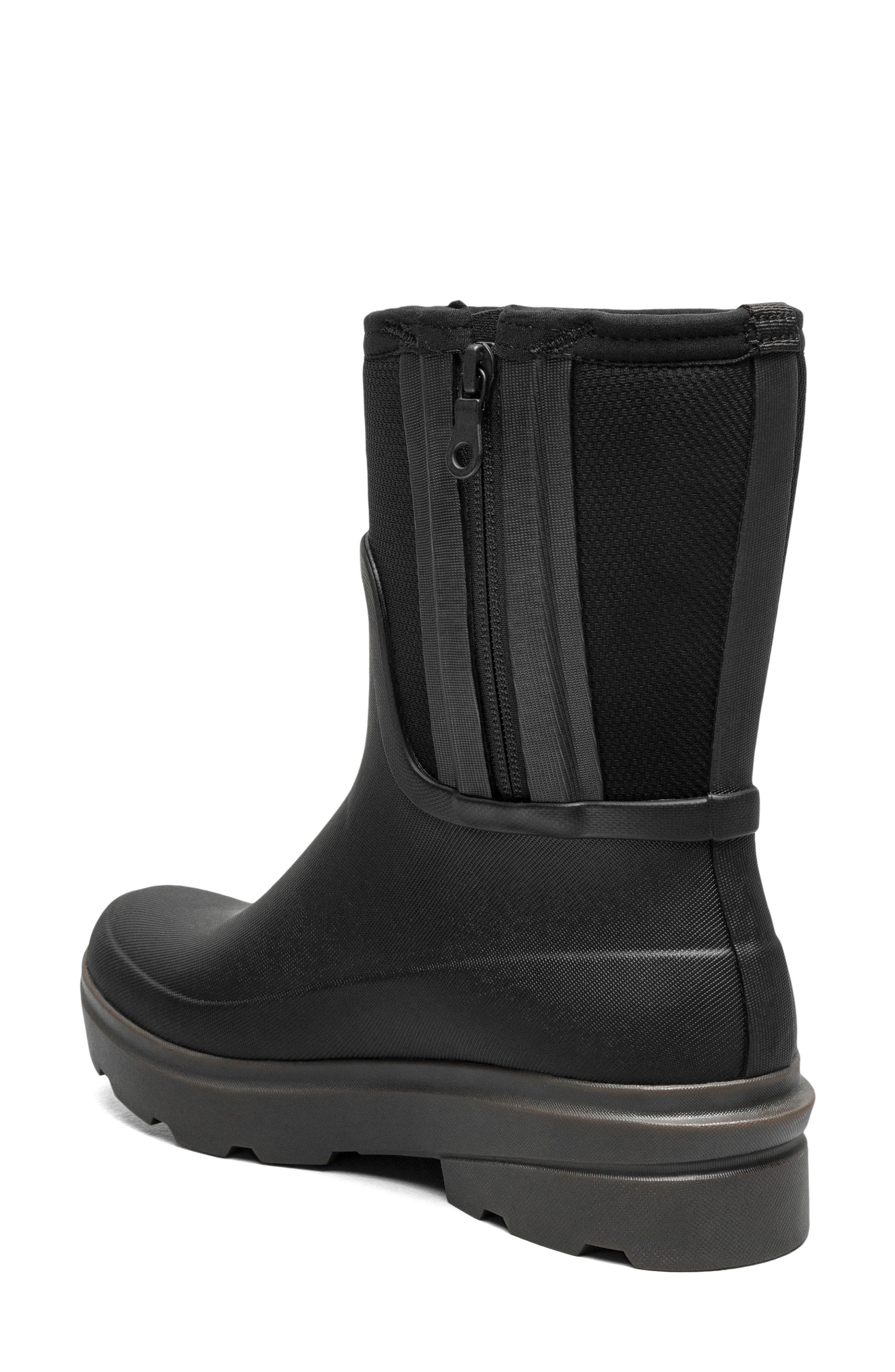 Bogs Hazel Mid Zip Rain Boot, Alternate, color, Black