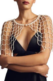 SAACHI Imitation Pearl Beaded Cape