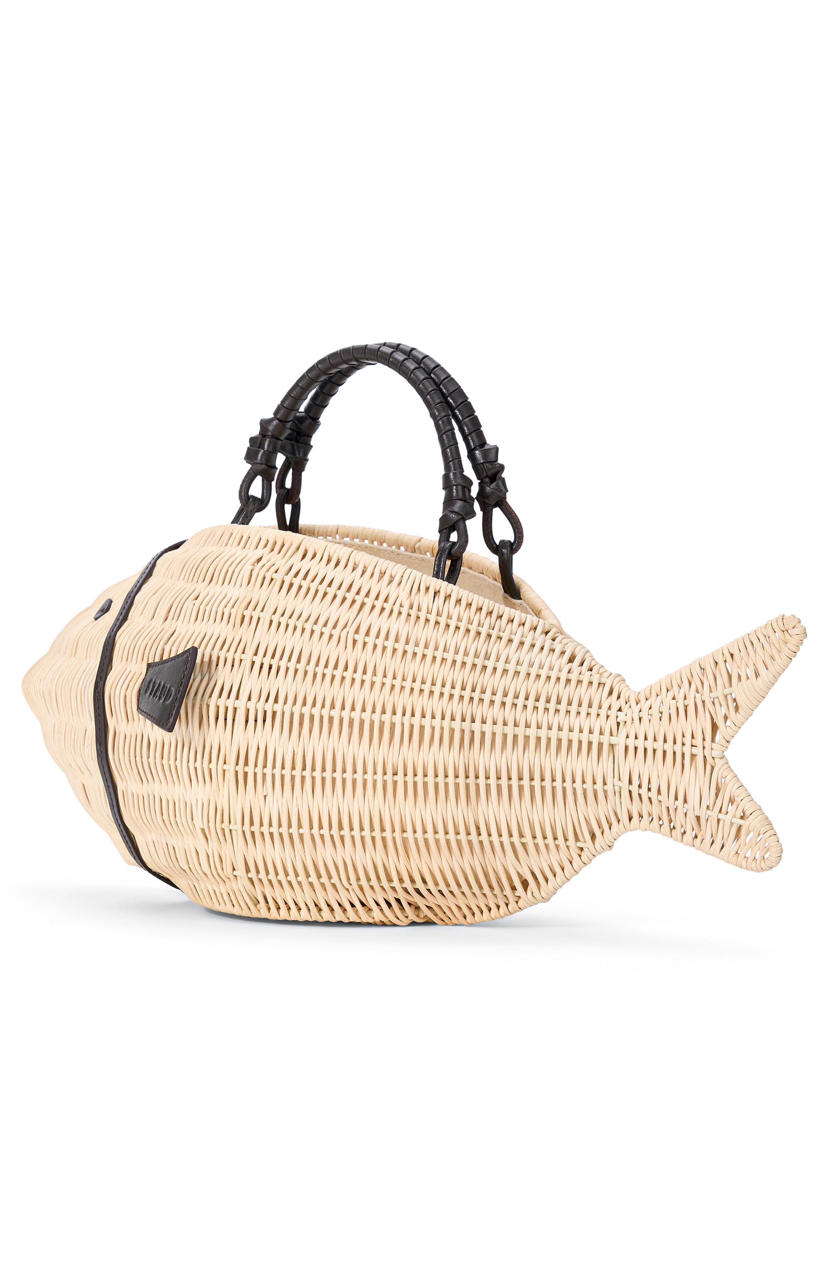 STAUD Cleo Wicker Fish Top Handle Bag, Alternate, color, 