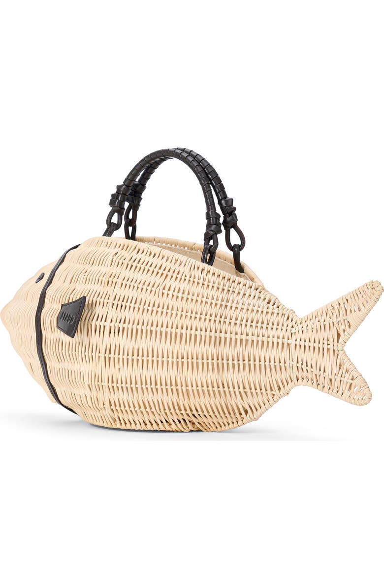 STAUD Cleo Wicker Fish Top Handle Bag, Alternate, color,