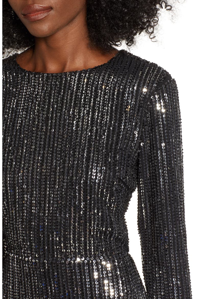 Open Back Sequin Dress, Alternate, color, SILVER