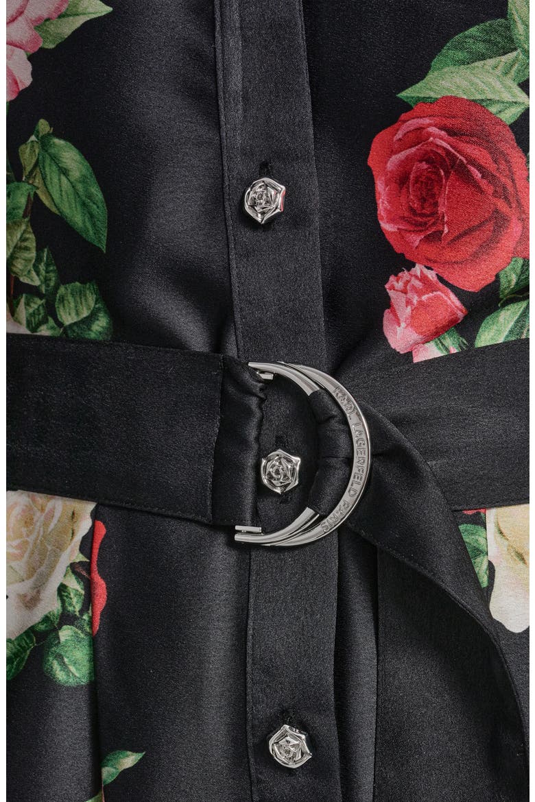 Floral Print Shirtdress, Alternate, color, BLACK MULTI