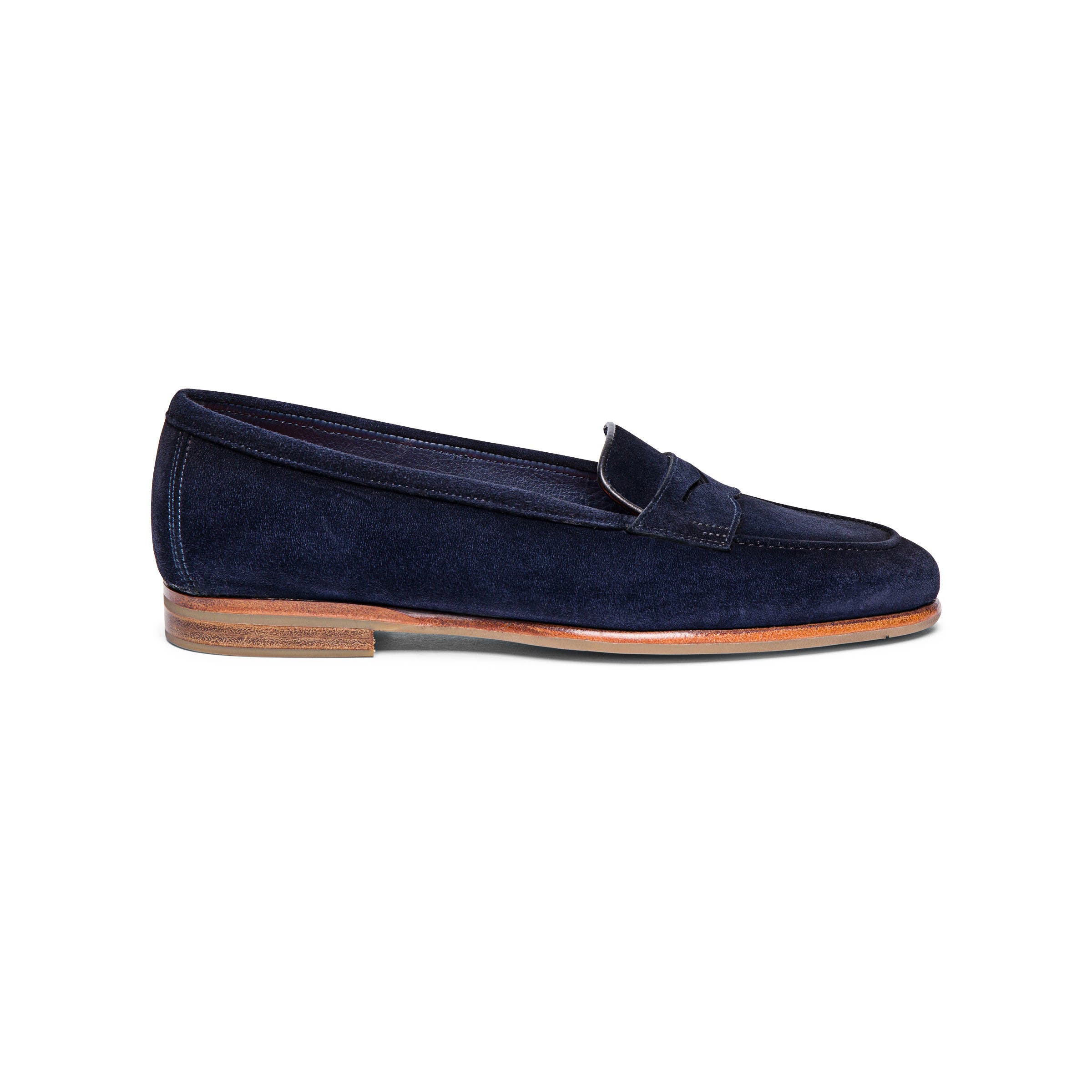 Santoni Women's suede Carla loafer, Alternate, color, Blue