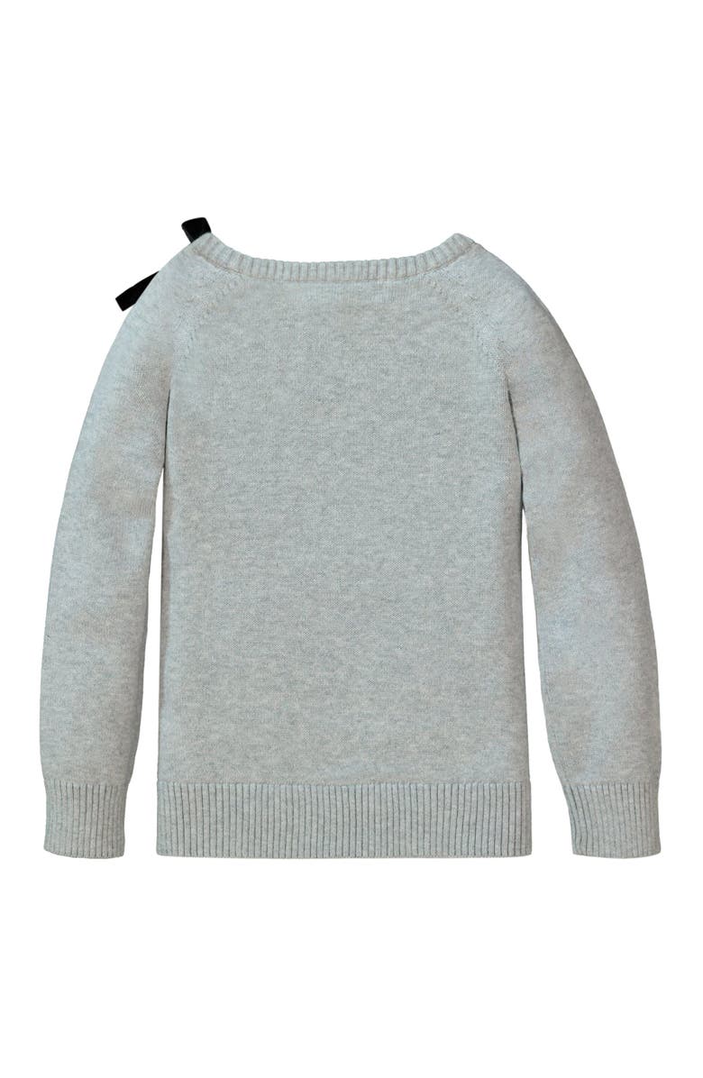 Hope & Henry Baby Girls' French Sweater with Velvet Bow, Infant, Alternate, color, Grey Heather