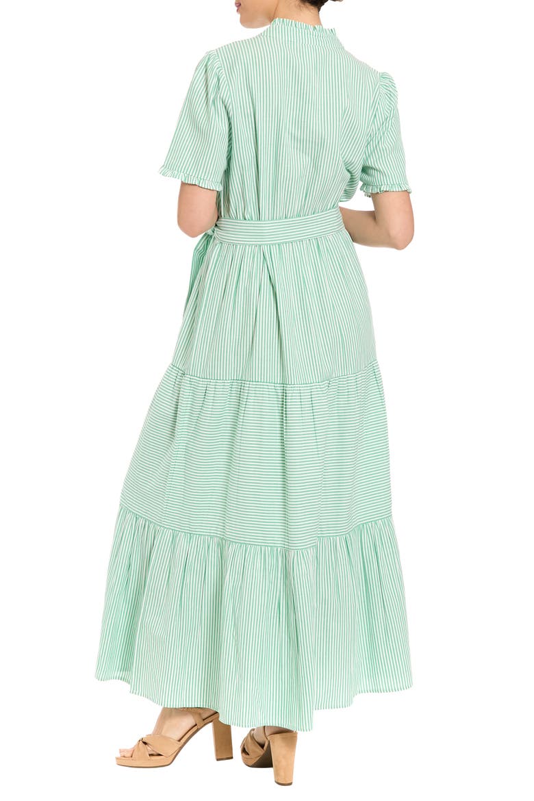 Stripe Short Sleeve Cotton Seersucker Maxi Dress, Alternate, color, GREEN/ WHITE