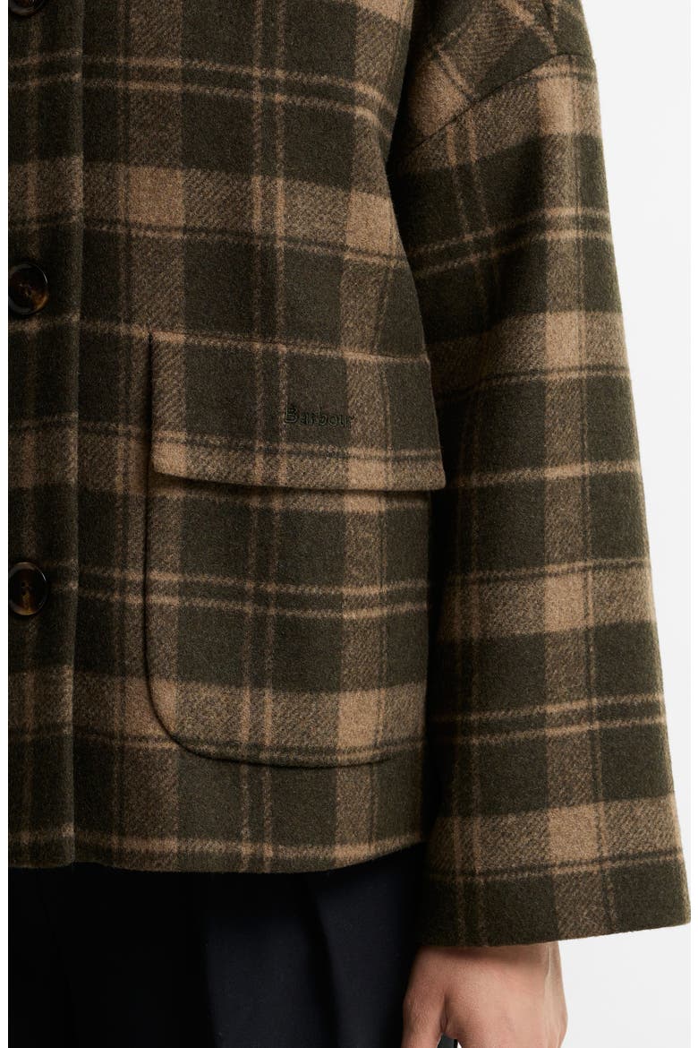 Myla Checked Wool Blend Coat, Alternate, color, OLIVE/ BISCUIT CHECK