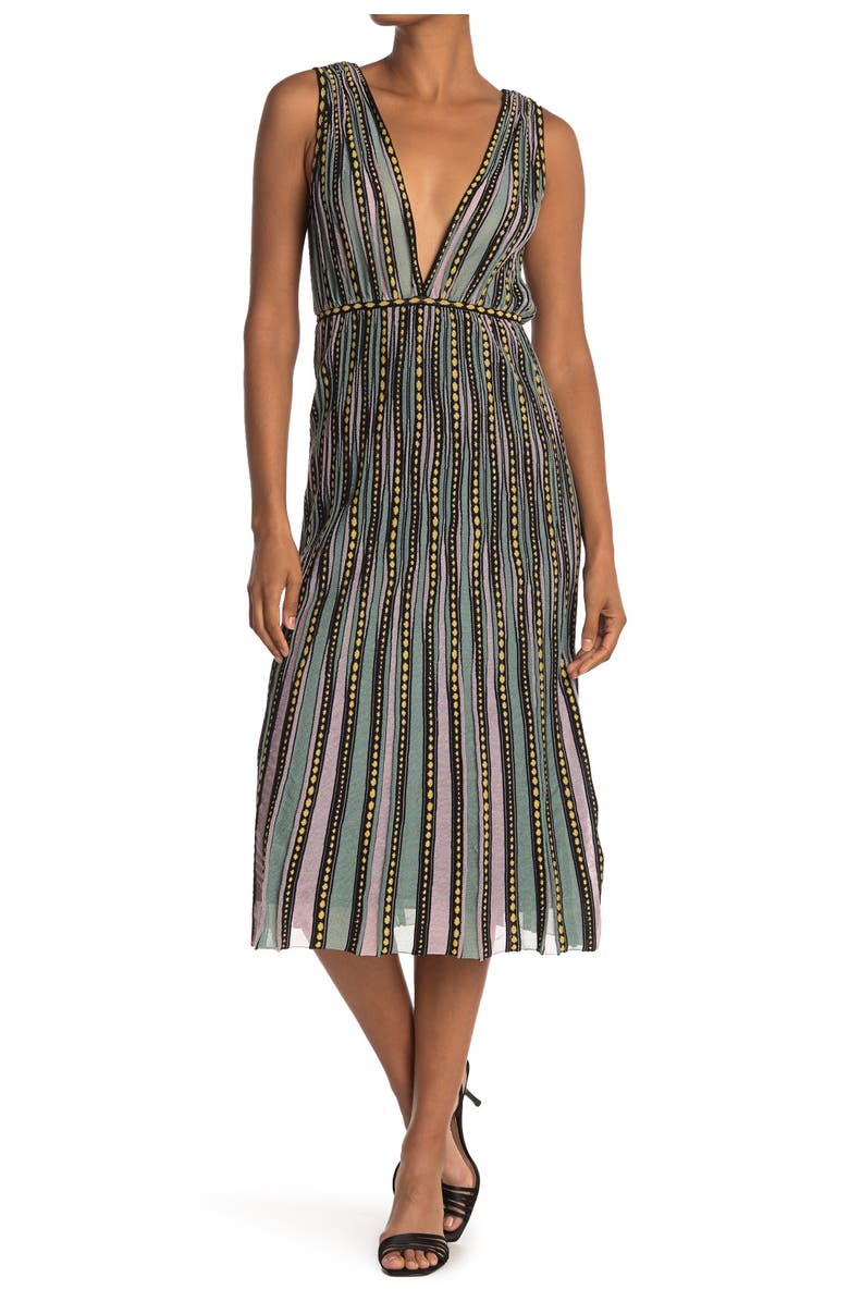 M Missoni Patterned Plunge Neck Midi Dress, Main, color, 