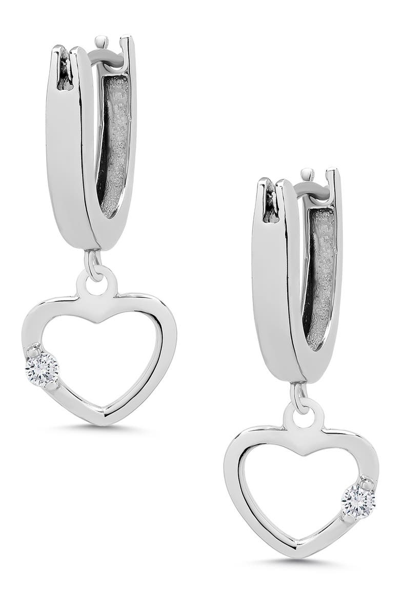 Kids' Open Heart Drop Earrings, Main, color, SILVER