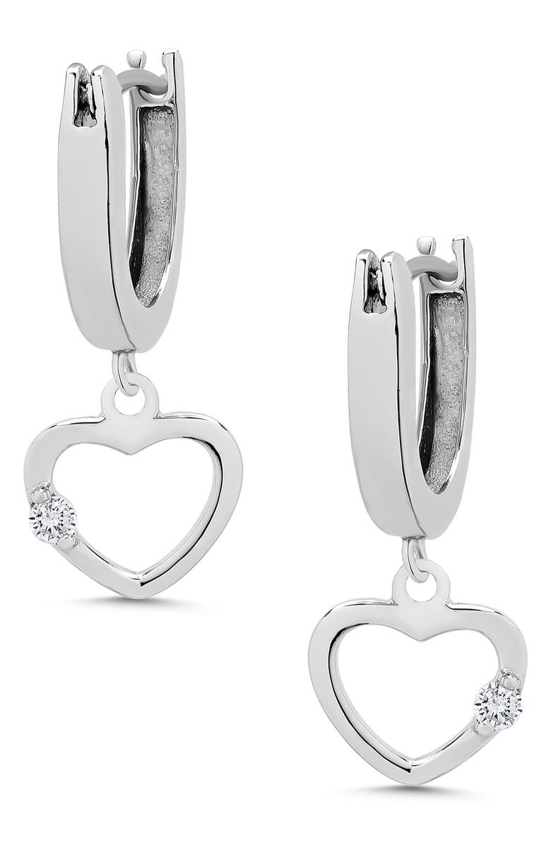 Lily Nily Kids' Open Heart Drop Earrings, Main, color, Silver