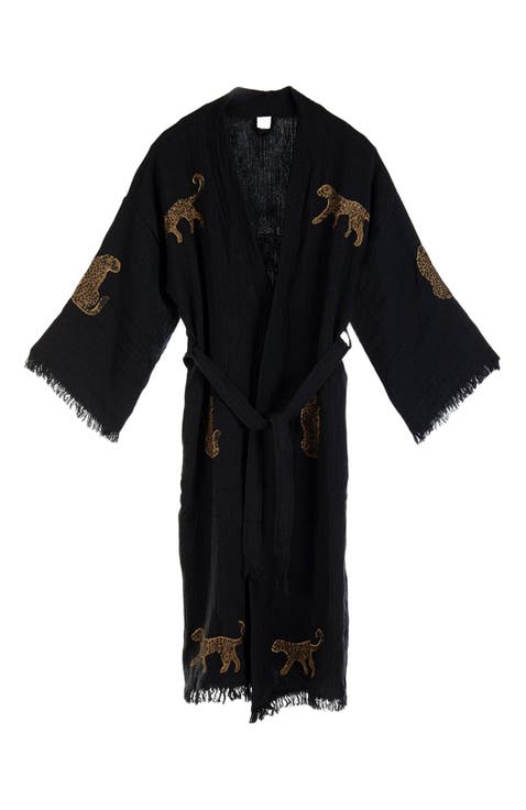 Calypso Handmade Leopard Cotton Kimono