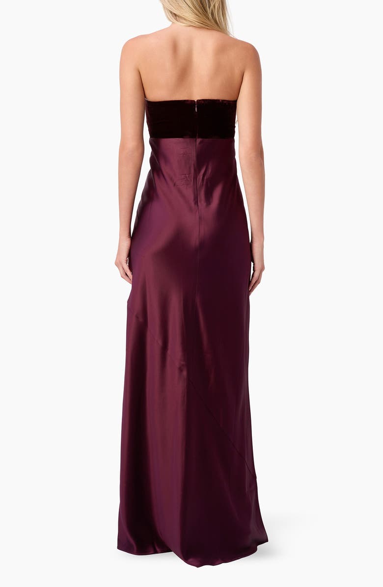 CAMI NYC Lavinia Strapless Mixed Media Gown, Alternate, color, Cranberry