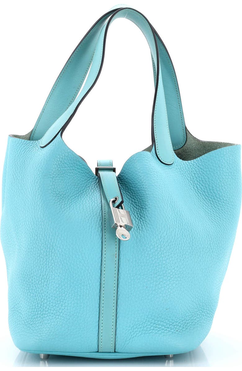 Pre-Owned Hermes Picotin Lock Bag Clemence MM, Main, color, Bleu Atoll