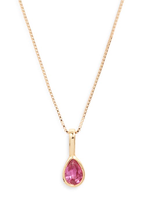 Set & Stones Teardrop Birthstone Pendant Necklace In Gold/july