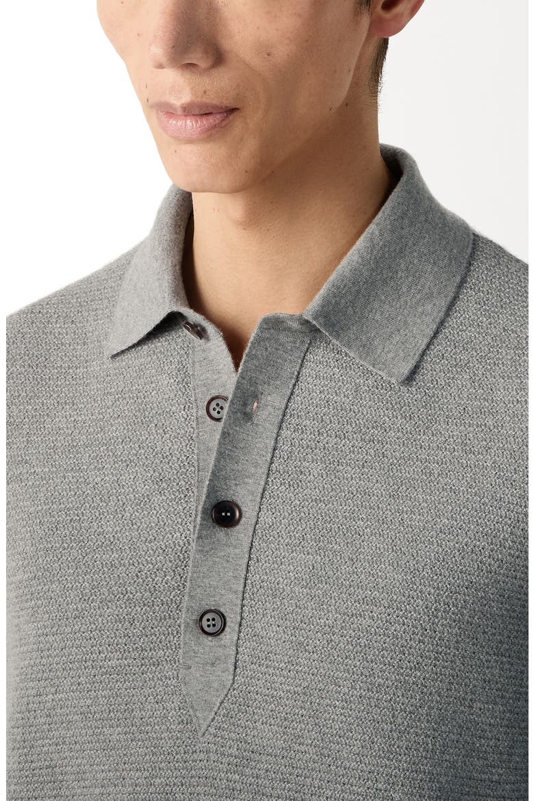 Long Sleeve Oasi Cashmere Polo Sweater, Alternate, color, GREY MELANGE