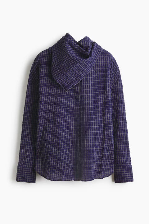 Seersucker Shirt With Scarf