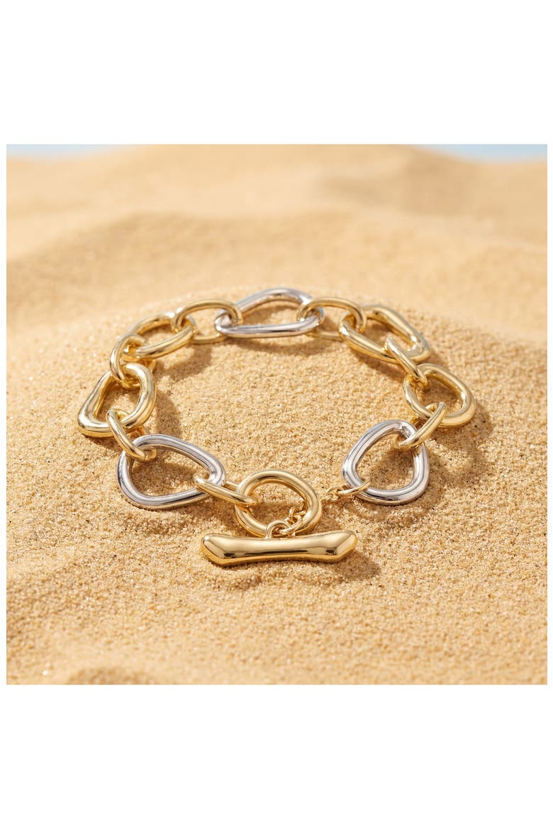 Link Toggle Bracelet, Alternate, color, TWO TONE GOLD