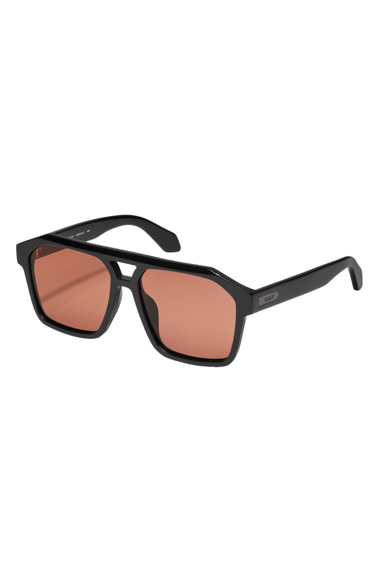 QUAY Soundcheck 57mm Polarized Aviator Sunglasses, Alternate, color, Black / Apricot Polarized