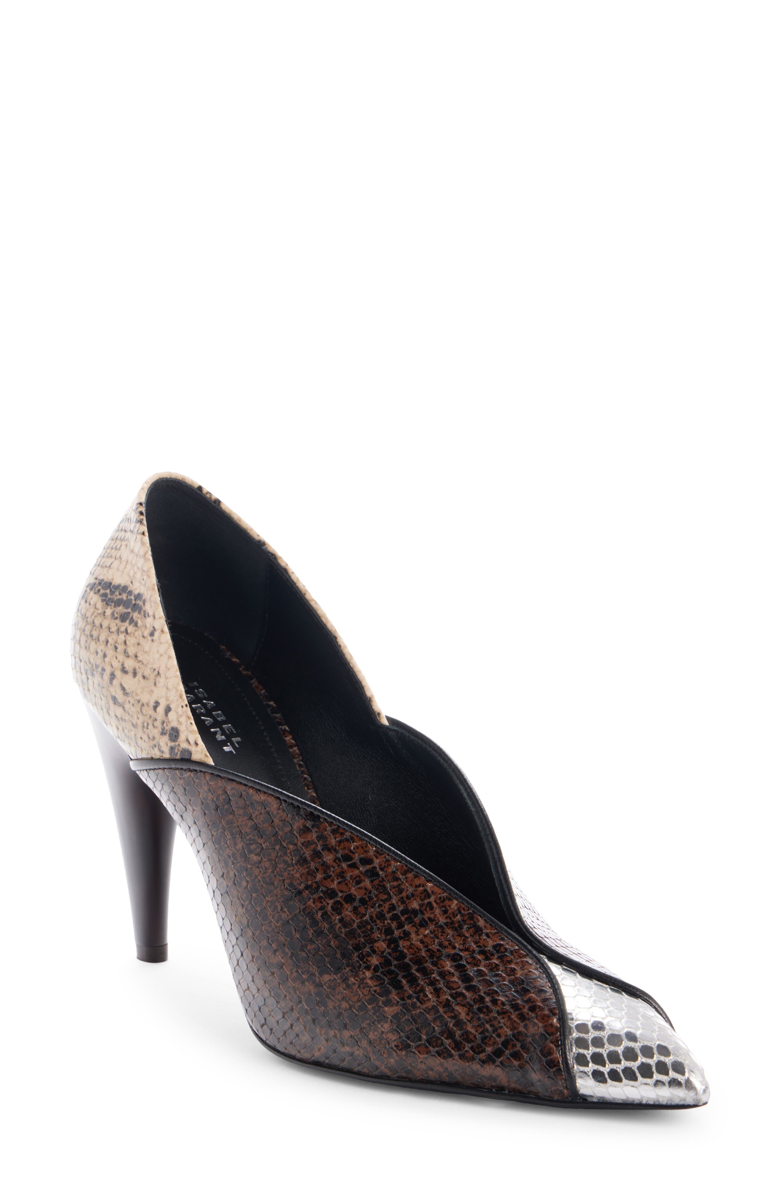 Luza Snake Embossed Leather Pump, Main, color, SAHARA/ MOCHA