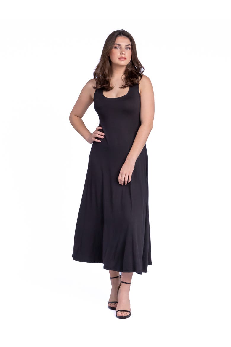 Slim Fit A-Line Sleeveless Maxi Dress, Main, color, Black