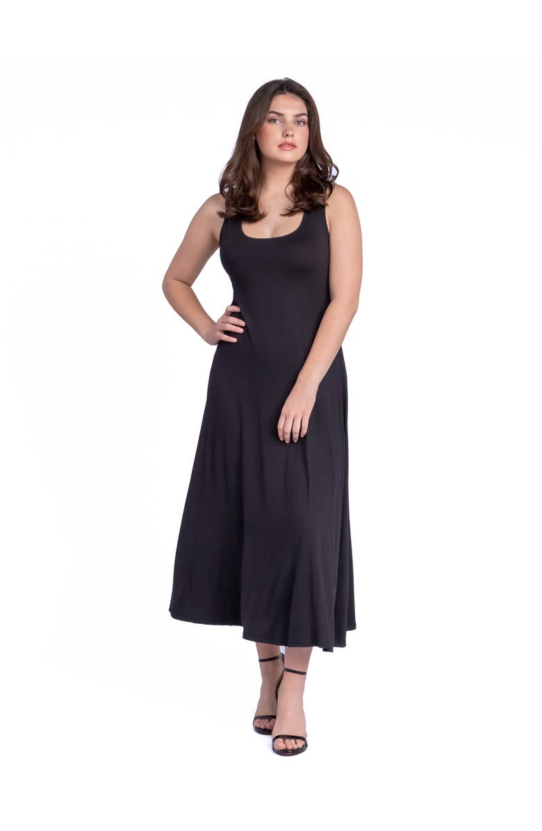 24seven Comfort Apparel Slim Fit A-Line Sleeveless Maxi Dress, Main, color, Black