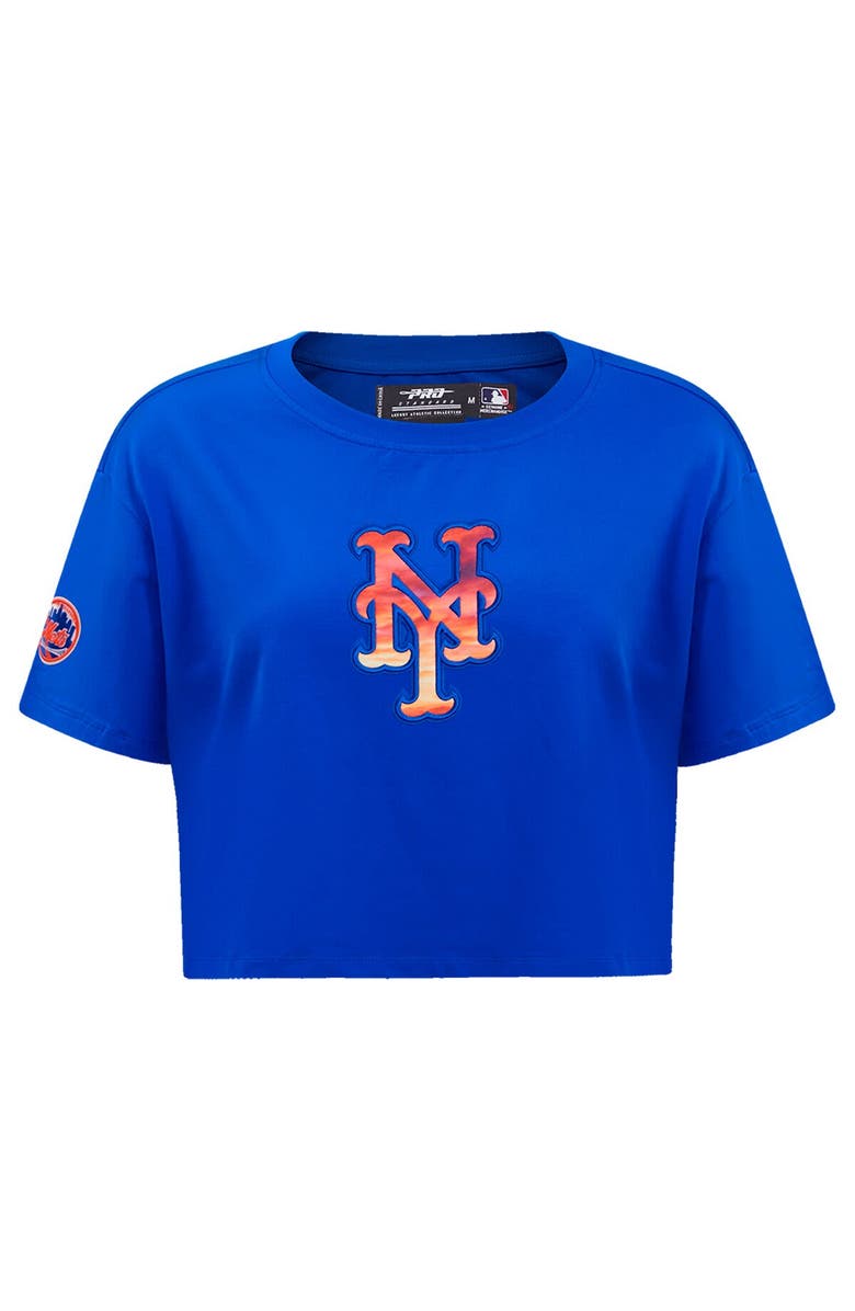 PRO STANDARD Women's Pro Standard Royal New York Mets Painted Sky Boxy Cropped T-Shirt, Alternate, color, Royal