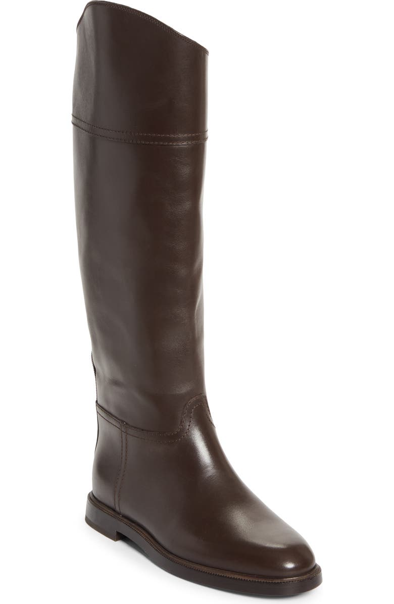 Brunello Cucinelli Monili Trim Riding Boot, Main, color, C8279 Dark Brown