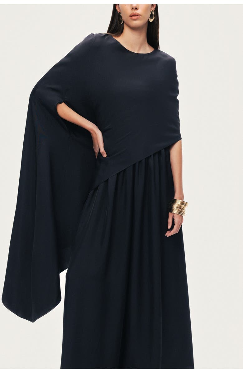Nocturne Draped Cape Blouse, Main, color, Black