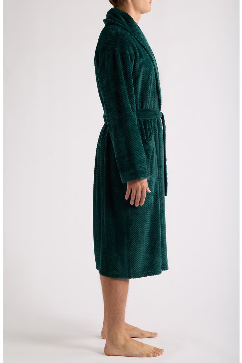 Textured Plush Shawl Robe, Alternate, color, EVERGREEN