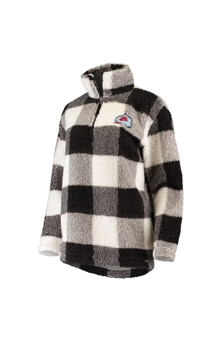 G-III 4HER BY CARL BANKS Women's G-III 4Her by Carl Banks Black/White Colorado Avalanche Plaid Sherpa Quarter-Zip Jacket, Alternate, color, 