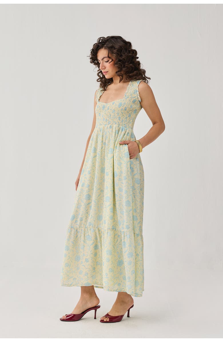 Reistor The Smocked Maxi Dress, Alternate, color, Butter Bloom