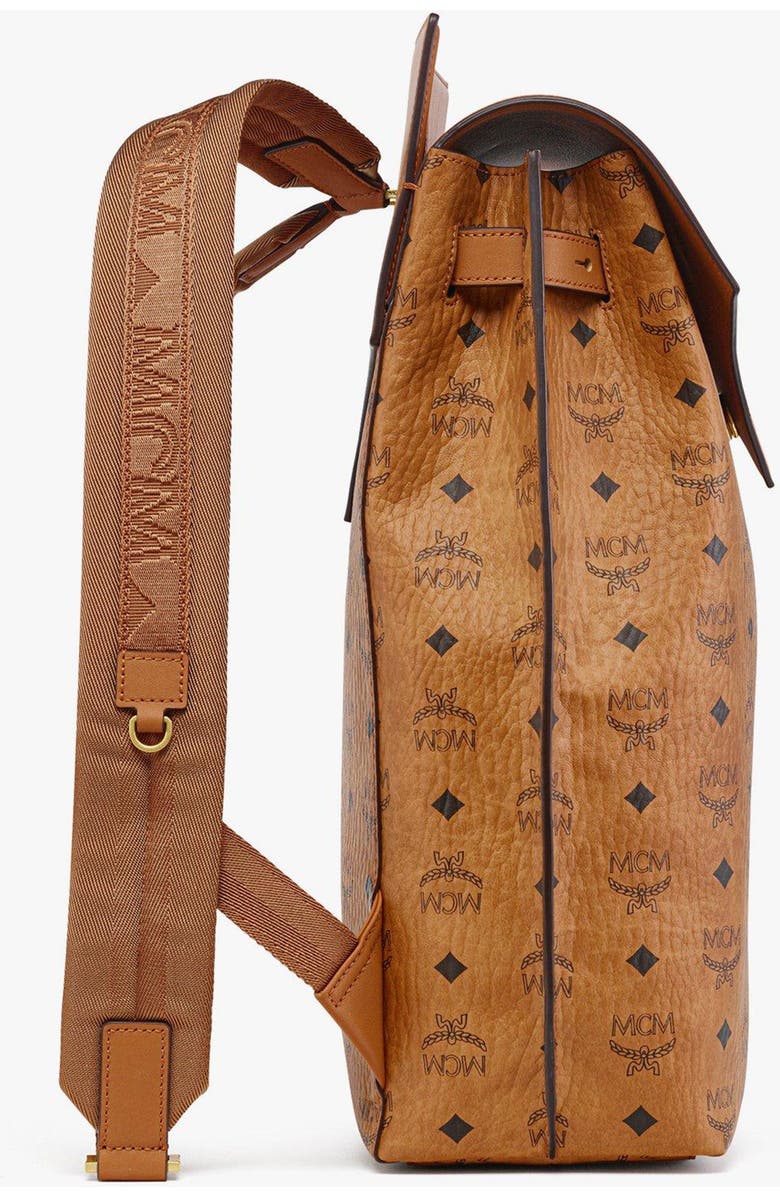 MCM Diamond Backpack in Visetos Leather Mix, Alternate, color, Cognac