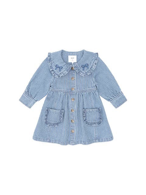 Vintage Bow Collar Denim Dress (Toddler, Little Kid, Big Kid)