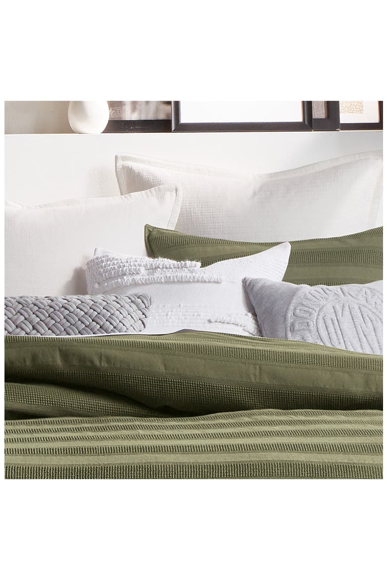 Textured Stripe Cotton Accent Pillow, Alternate, color, WHITE