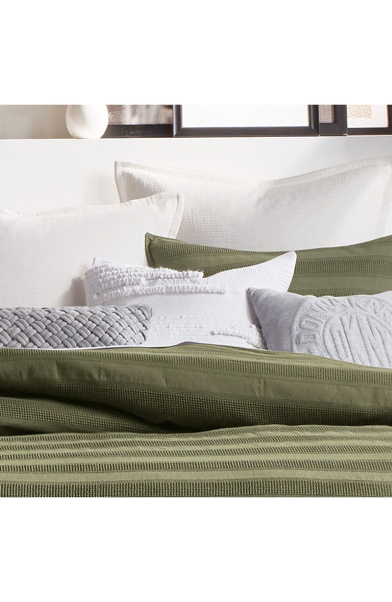 DKNY Textured Stripe Cotton Accent Pillow, Alternate, color, White